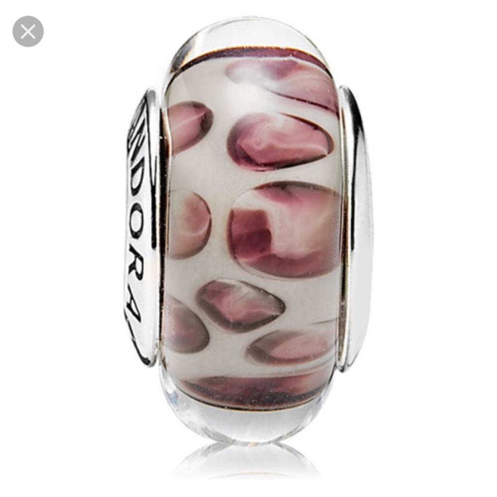 Pandora Snow Leopard Glass Murano Bead